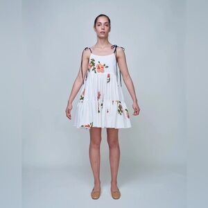 Naya Rea Inessa Floral White Sleeveless  Mini Dress medium